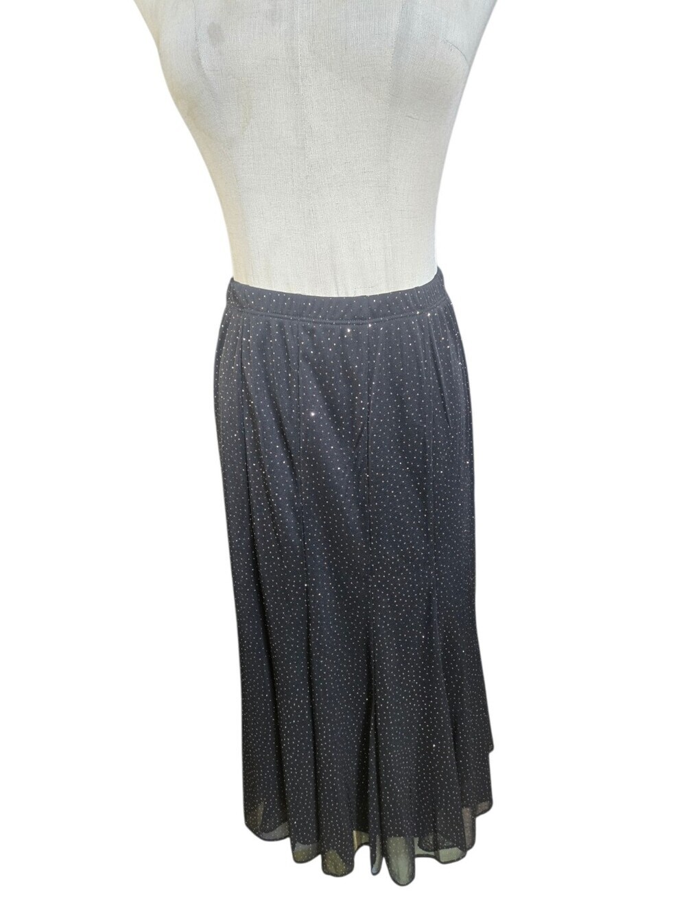 Onyx Nite Vintage Black Sparkle Midi Skirt